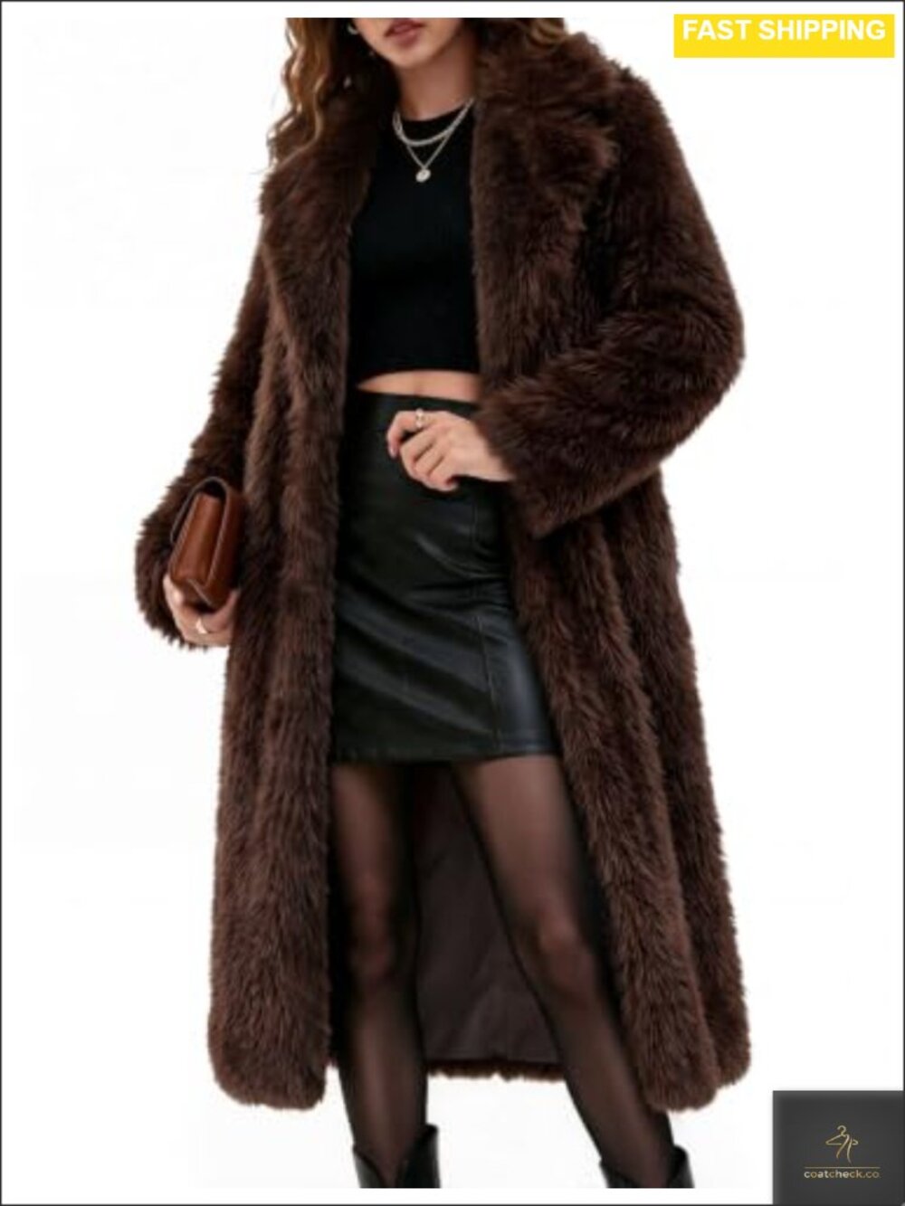 Women's Long Faux Fur Coat Fluffy Shaggy Warm Winter Overcoat